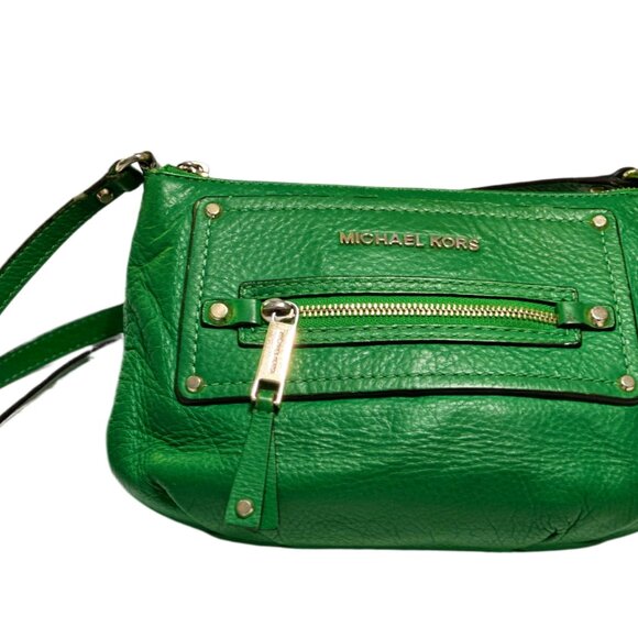 Michael Kors Crossbody Bag Green Pebbled Leather – Pre-Owned in Good Condition - Picture 3 of 16